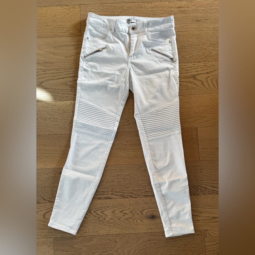 Y2K Zara Women's Skinny Jeans - White
